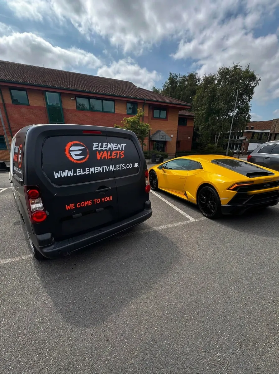 Lamborghini with the Element Valets van
